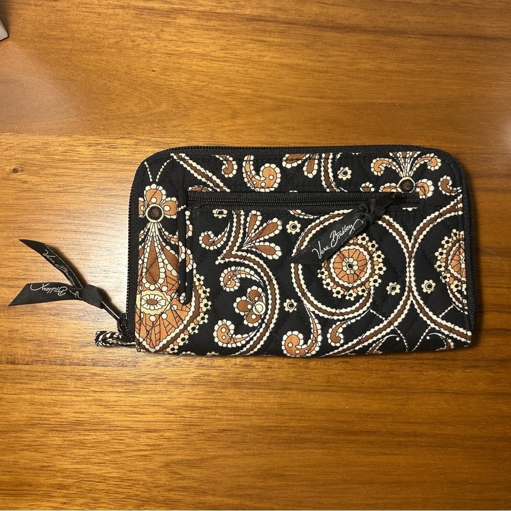 Vera Bradley Black and Brown Paisley Wallet